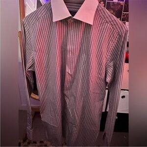 Eton Men's Dress Shirt Striped White Collar Shirt size 42 -16 1/2 inch